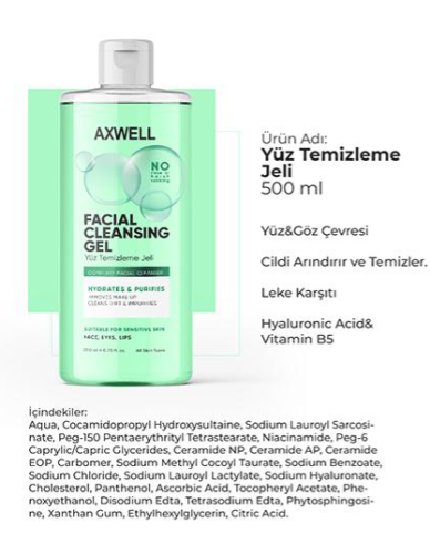 Axwell Yüz Temizleme Jeli 500 ml