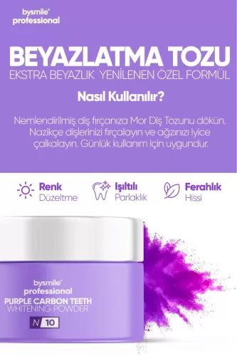 Bysmile No:10 Mor - Karbon Diş Beyazlatma Tozu